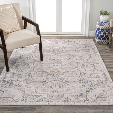 Edith Distressed Medallion Low-Pile Machine-Washable Area Rug